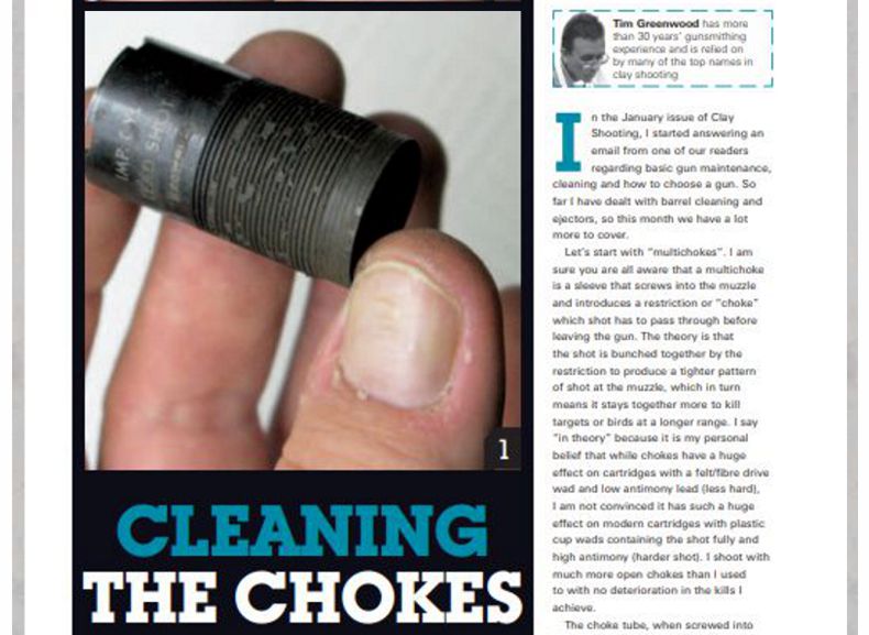 Clay Shooting Magazine March 2014 Cleaning the Chokes